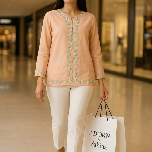 Peach Blossom Embroidered Kurta