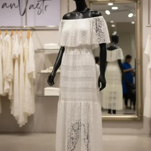 Ivory Grace Off-Shoulder Lace Dress