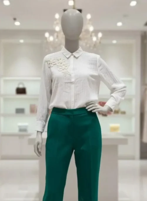Ivory Bloom Embroidered Shirt
