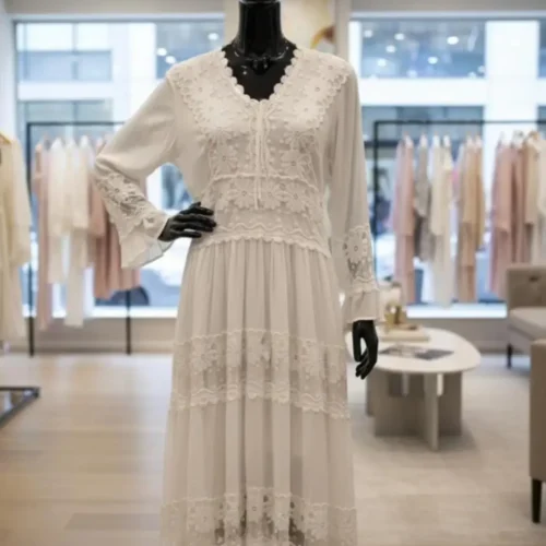 Ivory Blossom Lace Maxi Dress