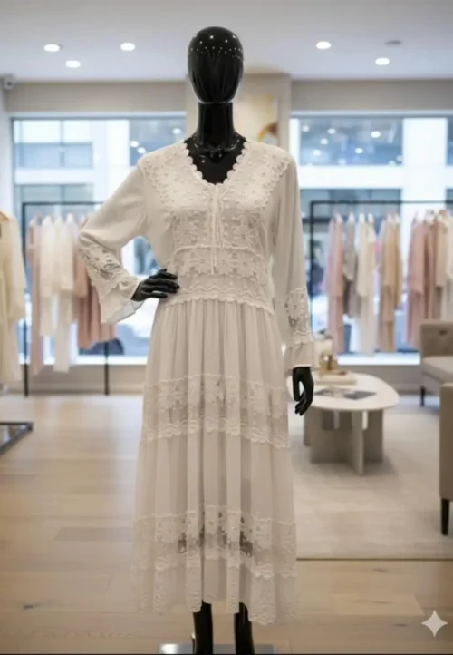 Ivory Blossom Lace Maxi Dress