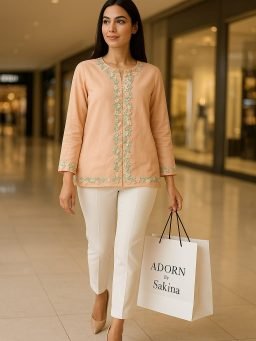 Peach Blossom Embroidered Kurta